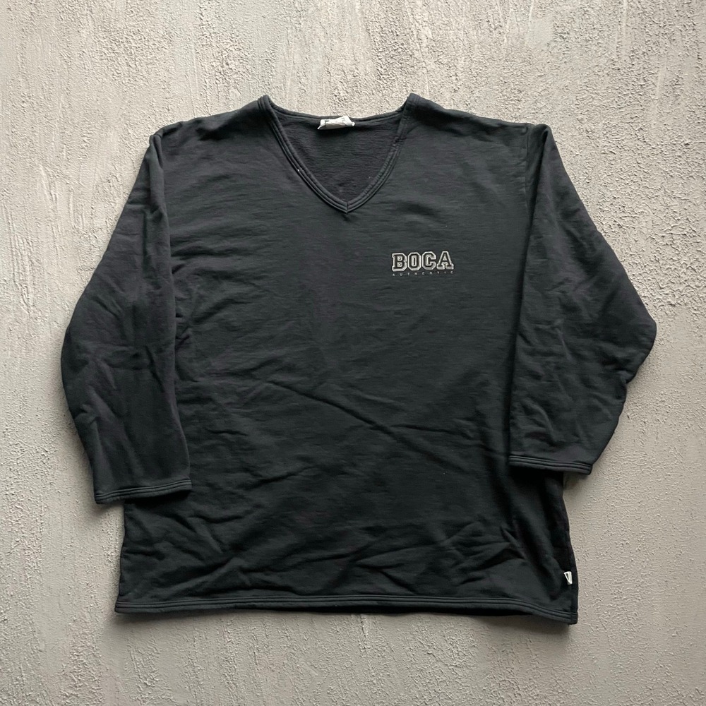 Vintage Boca Authentic V-Neck Sweatshirt Men XL Black 90s